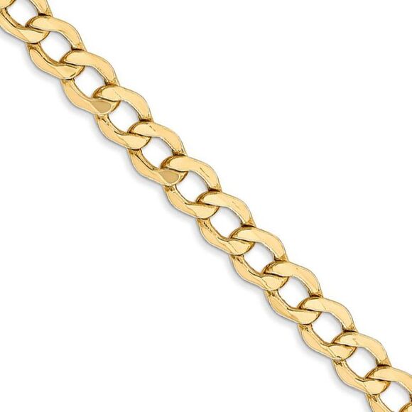5.25mm 14K Yellow Gold Hollow Curb Link Chain Necklace 18 Inch